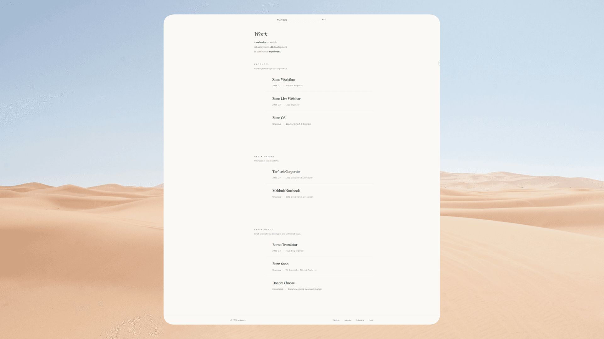 Mahbub Notebook interface screenshot